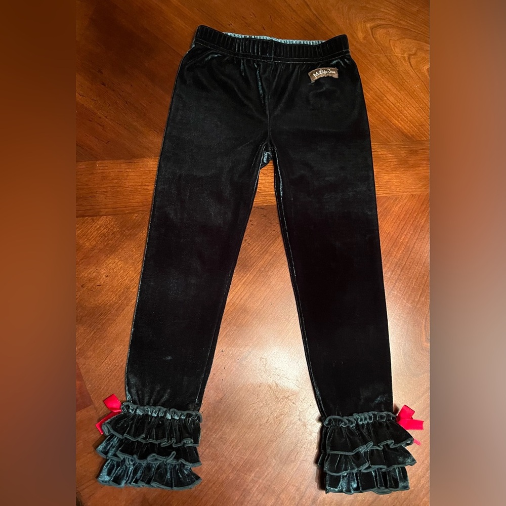 Matilda Jane green velvet ruffle pants